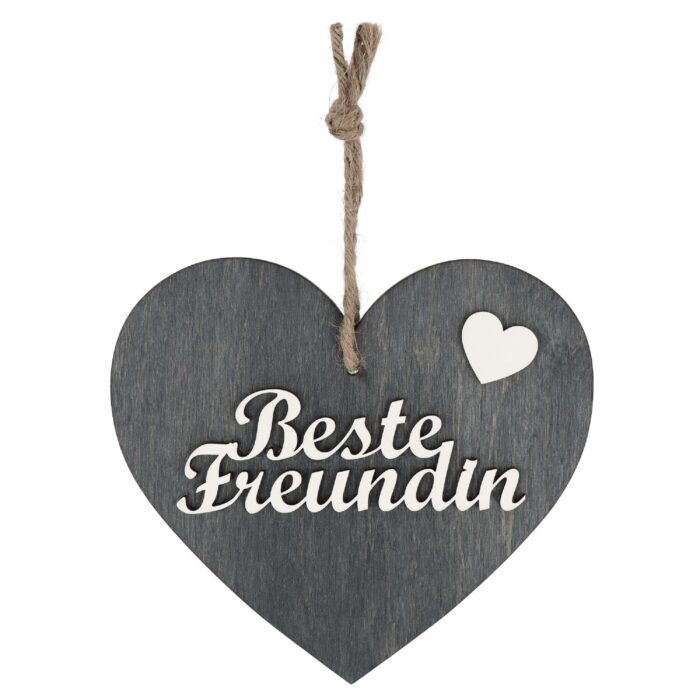 Holzherz Beste Freundin grau