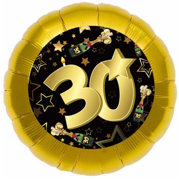 Ballon zum 30. Geburtstag gold/schwarz
