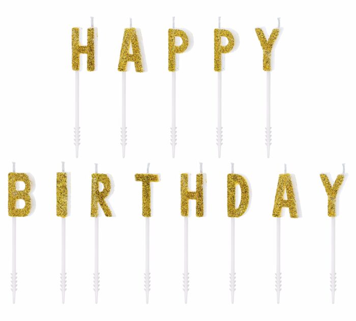 Happy Birthday Kerzenset gold – Bild 2