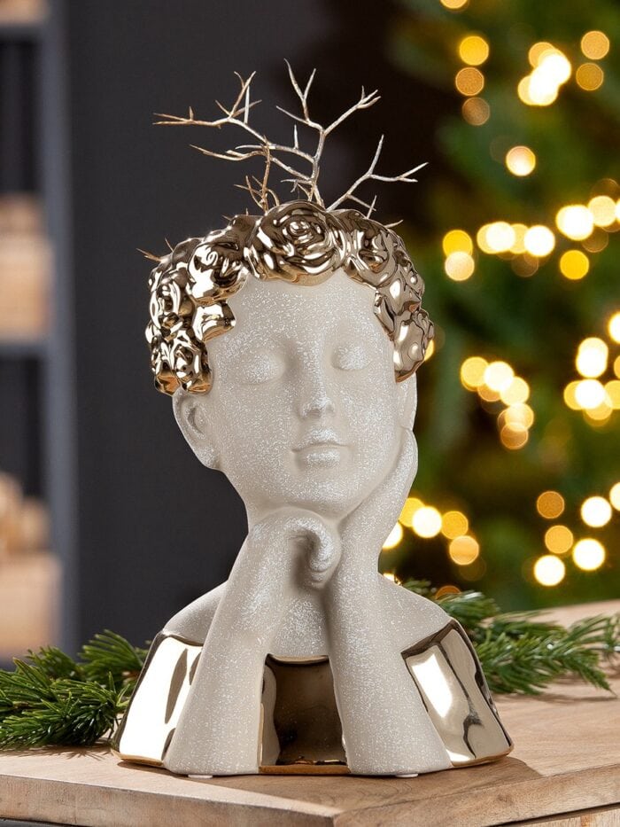 Kopf Vase Pretty gold/grau – Bild 2