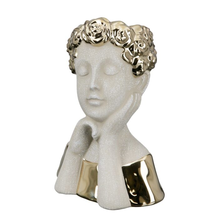 Kopf Vase Pretty gold/grau