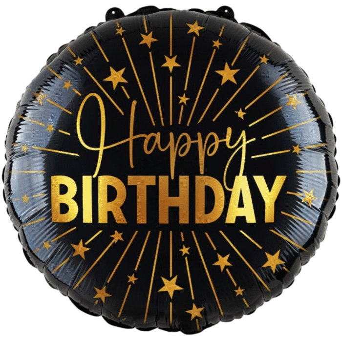 Ballon Happy Birthday gold/schwarz