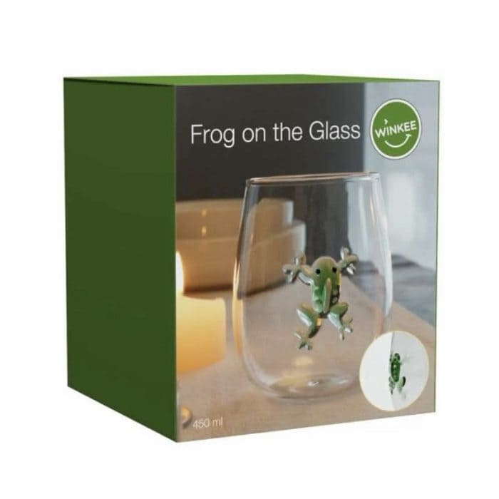 Trinkglas mit Froschfigur